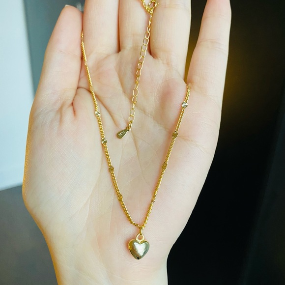 Vermeil Gold heart charm necklace sterling silver gold plated - Picture 10 of 12